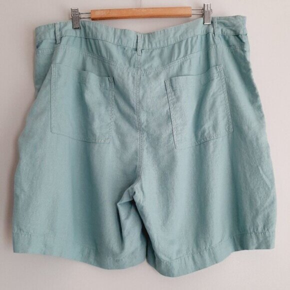PENNINGTONS | Linen Blend Hi-Rise Casual Light Shorts Blue Teal Sz 22 - Picture 6 of 12
